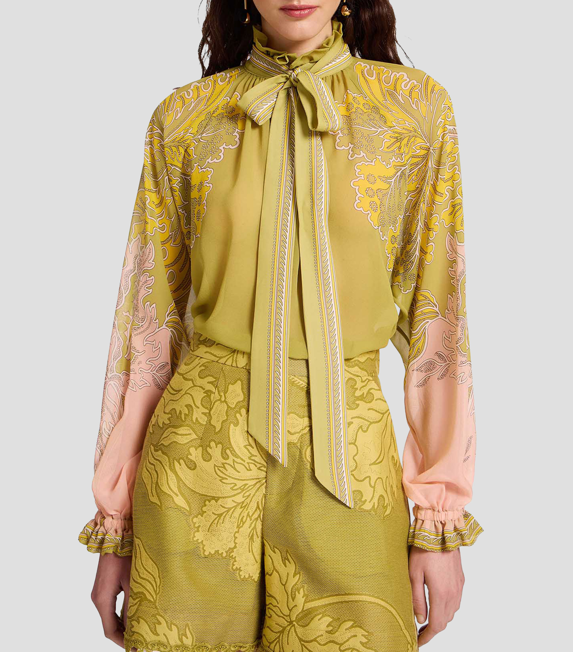 Blusa estampada manga larga Mujer